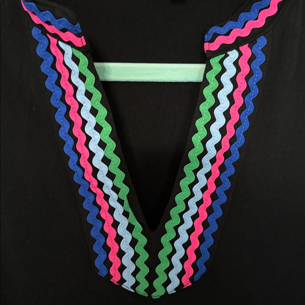 Black Dress with Colorful Ric Rac trim Size Large - Picture 2 of 4